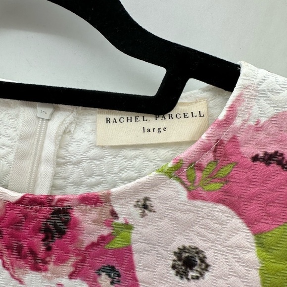 RACHEL PARCELL WHITE Pink Peonies Womans classic cottagecore sheath dress LARGE - Picture 8 of 14